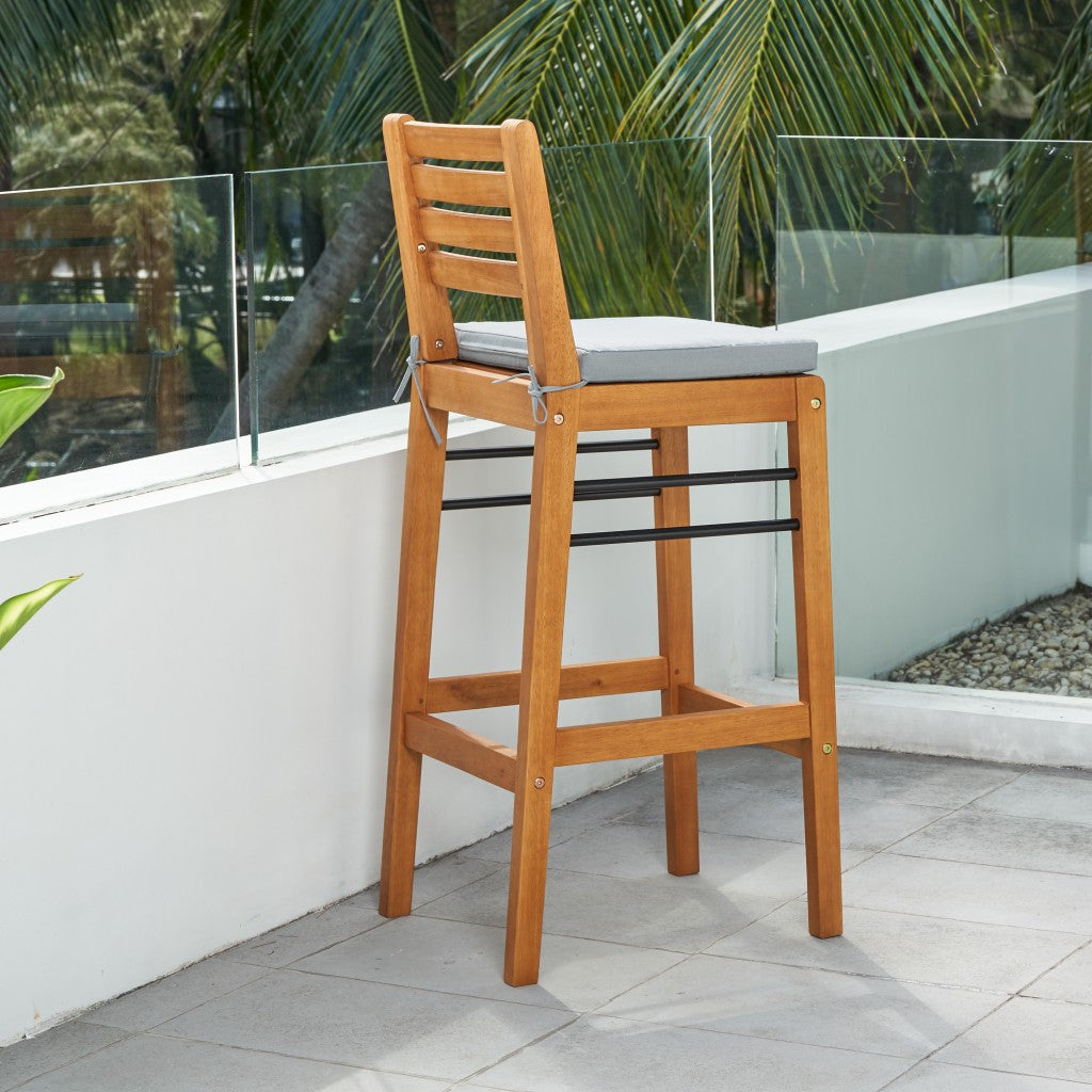 Light Wood Bar Chair with Metal Supports-1