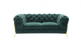 Glam 74" Green Velvet And Gold Loveseat-0