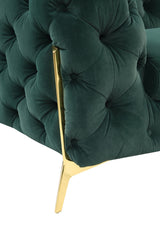 Glam 74" Green Velvet And Gold Loveseat-2