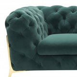 Glam 74" Green Velvet And Gold Loveseat-4