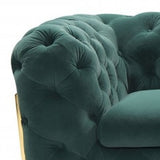 Glam 74" Green Velvet And Gold Loveseat-5