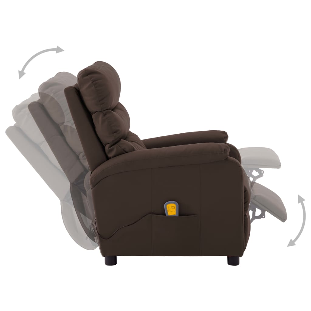 vidaXL Massage Chair Massaging Recliner Sleeper Chair for Elderly Faux Leather-42