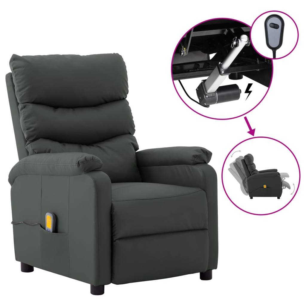 vidaXL Massage Chair Massaging Recliner Sleeper Chair for Elderly Faux Leather-19