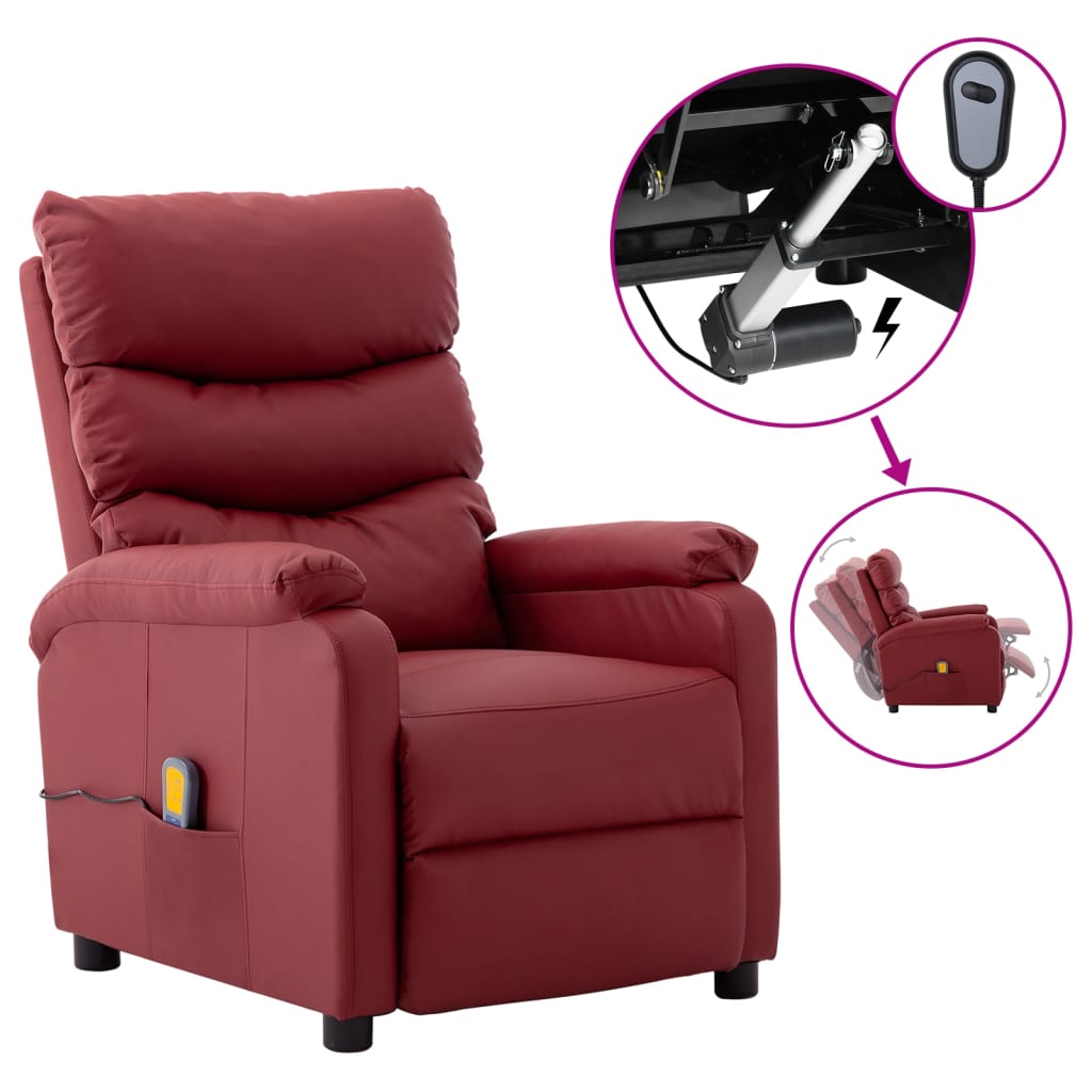 vidaXL Massage Chair Massaging Recliner Sleeper Chair for Elderly Faux Leather-9