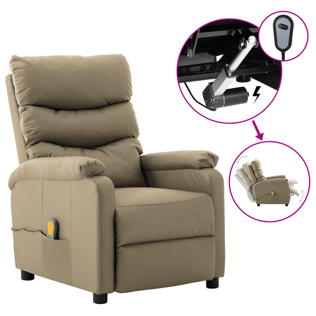 vidaXL Massage Chair Massaging Recliner Sleeper Chair for Elderly Faux Leather-11