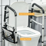 2 in 1 Stand Alone Toilet Safety Rails, Stand-Assist Walker with Adjustable Height Width