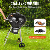 VEVOR 22" Kettle Charcoal Grill, Premium Kettle Grill with Wheels Grate and Cover, Porcelain-Enameled Lid and Firebowl with Slide Out Ash Catcher Thermometer for BBQ, Camping, Picnic, Patio and Backyard-4