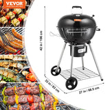 VEVOR 22" Kettle Charcoal Grill, Premium Kettle Grill with Wheels Grate and Cover, Porcelain-Enameled Lid and Firebowl with Slide Out Ash Catcher Thermometer for BBQ, Camping, Picnic, Patio and Backyard-5