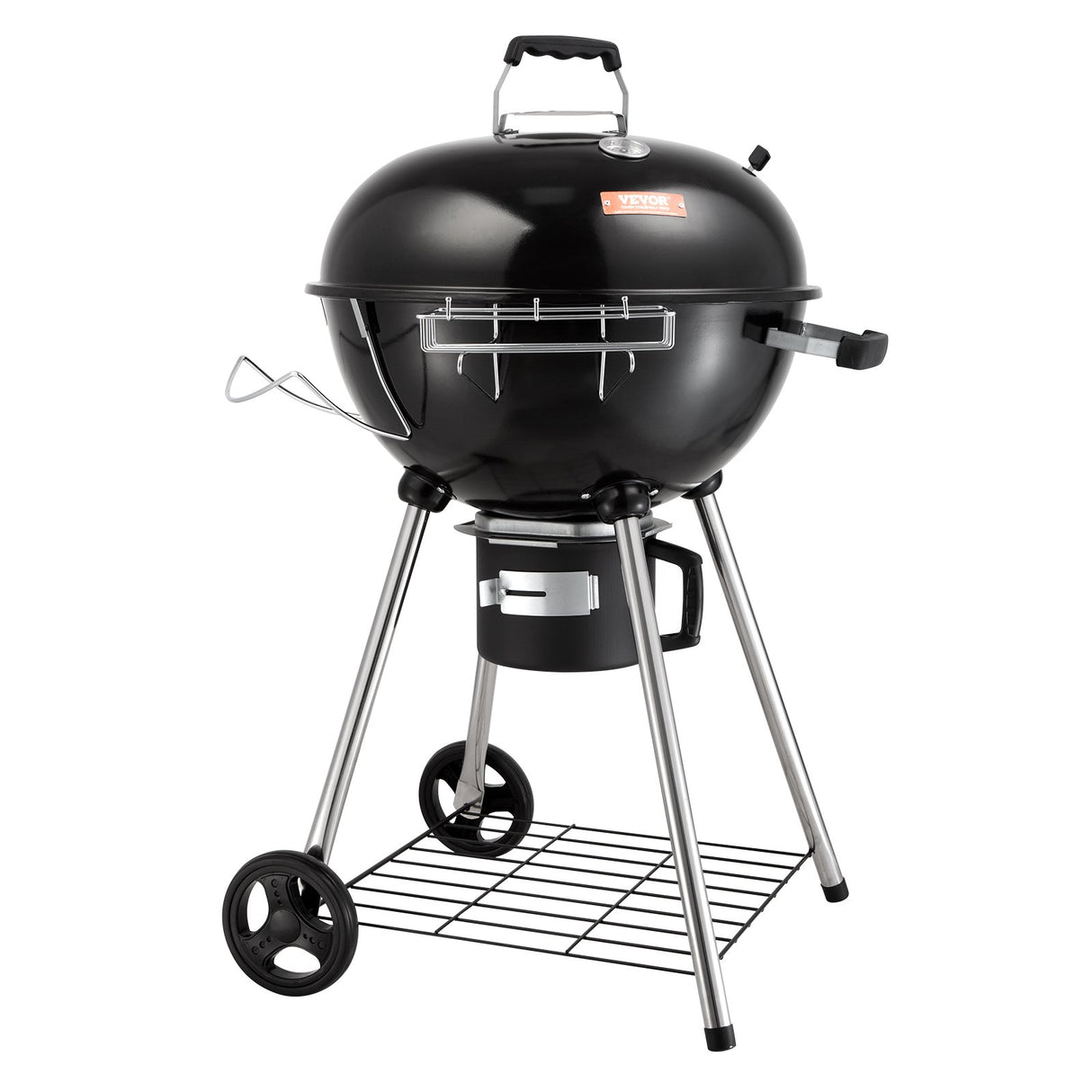 VEVOR 22" Kettle Charcoal Grill, Premium Kettle Grill with Wheels Grate and Cover, Porcelain-Enameled Lid and Firebowl with Slide Out Ash Catcher Thermometer for BBQ, Camping, Picnic, Patio and Backyard-9