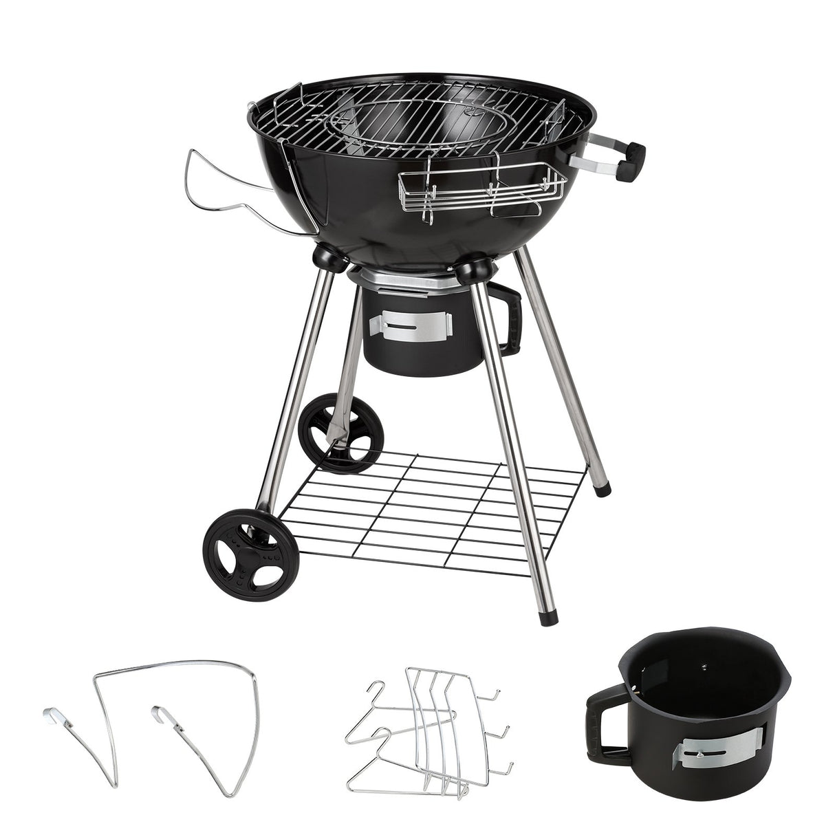 VEVOR 22" Kettle Charcoal Grill, Premium Kettle Grill with Wheels Grate and Cover, Porcelain-Enameled Lid and Firebowl with Slide Out Ash Catcher Thermometer for BBQ, Camping, Picnic, Patio and Backyard-7